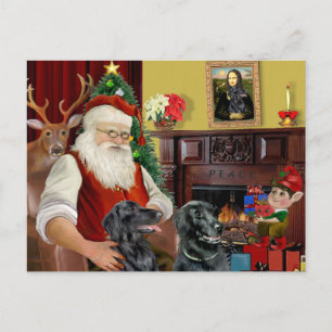 Cartes Pour Fêtes Annuelles père Noël de deux récupérateurs à revêtement plat
