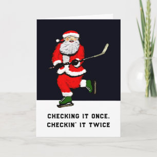 Cartes Pour Fêtes Annuelles Père Noël de hockey