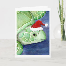 Cartes Pour Fêtes Annuelles Père Noël de la tortue de mer