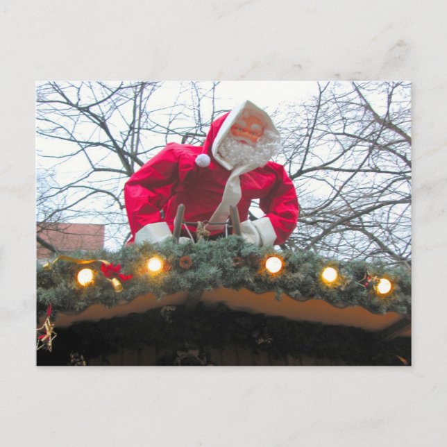Cartes Pour Fêtes Annuelles Père Noël de Noël allemande sur le toit (Devant)