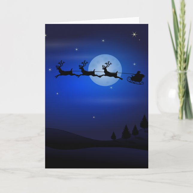 Cartes Pour Fêtes Annuelles Père Noël de Noël avec rennes (Devant)