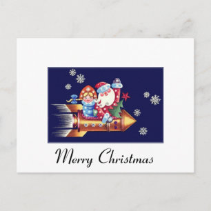 Cartes Pour Fêtes Annuelles Père Noël de Noël sur une fusée