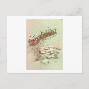 Cartes Pour Fêtes Annuelles Père Noël De Noël Vintage À Sleigh
