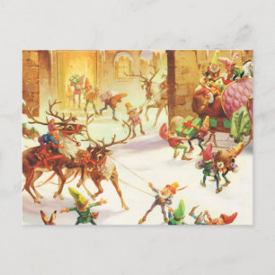 Cartes Pour Fêtes Annuelles Père Noël des elfes au pôle Nord