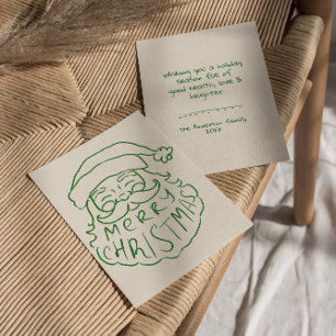 Cartes Pour Fêtes Annuelles Père Noël dessiné vert Joyeux Noël Non-Photo