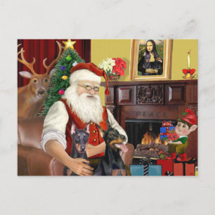 Cartes Pour Fêtes Annuelles père Noël, deux Dobermans