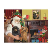 Père Noël : Deux longs Dachshunds Haïrés