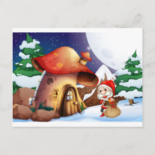 Cartes Pour Fêtes Annuelles père Noël devant le champignon