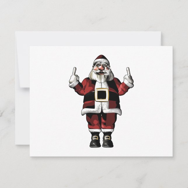 Cartes Pour Fêtes Annuelles Père Noël donne le doigt (Devant)