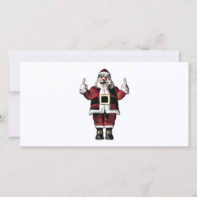 Cartes Pour Fêtes Annuelles Père Noël donne le doigt (Devant)