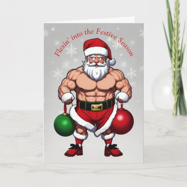 Cartes Pour Fêtes Annuelles Père Noël drôle (Devant)