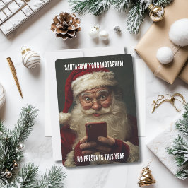Cartes Pour Fêtes Annuelles Père Noël drôle a vu ton Instagram Pas de cadeaux 