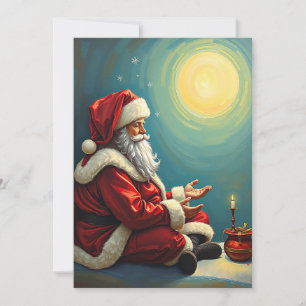 Cartes Pour Fêtes Annuelles Père Noël drôle méditant en hiver à l'ancienne