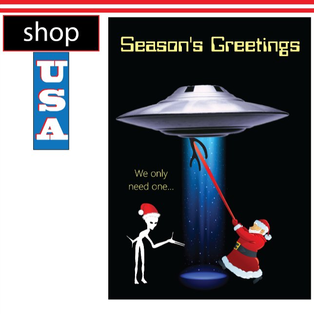 Cartes Pour Fêtes Annuelles Père Noël drôle UFO Noël (Créateur téléchargé)