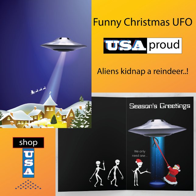 Cartes Pour Fêtes Annuelles Père Noël drôle 🛸🎅 UFO Noël (Créateur téléchargé)