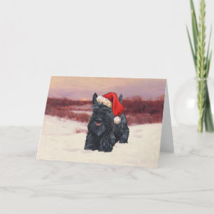 Cartes Pour Fêtes Annuelles Père Noël écossaise en neige