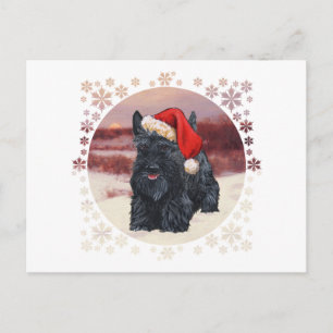 Cartes Pour Fêtes Annuelles Père Noël écossaise en neige