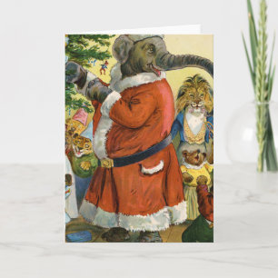 Cartes Pour Fêtes Annuelles Père Noël Elephant célèbre un Noël animal