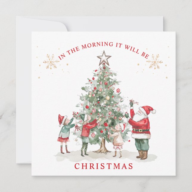 Cartes Pour Fêtes Annuelles Père Noël Elf's & Christmas Tree (Devant)