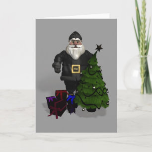 Cartes Pour Fêtes Annuelles Père Noël En Cuir Noir