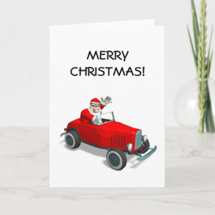 Cartes Pour Fêtes Annuelles Père Noël en Hot Rod