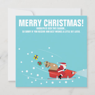 Cartes Pour Fêtes Annuelles père Noël en motoneige drôle d'illustration