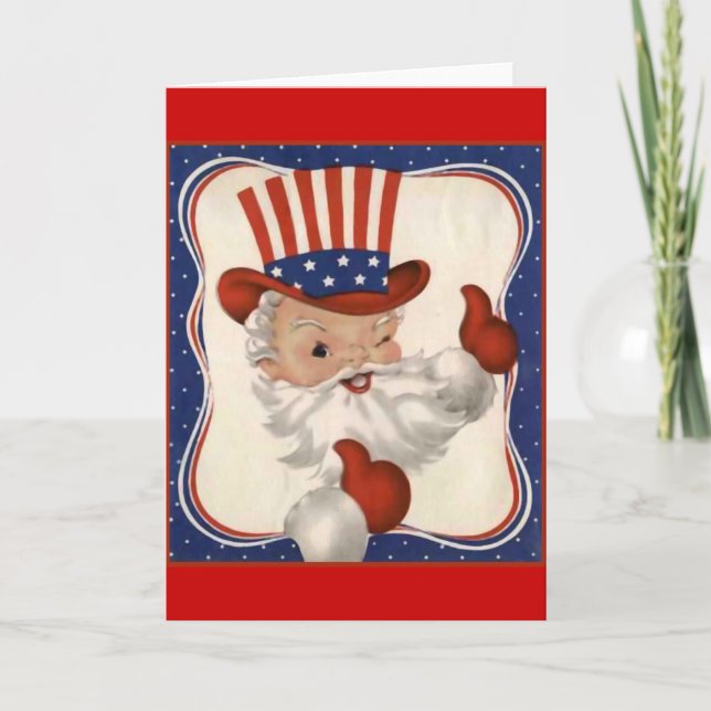 Cartes Pour Fêtes Annuelles Père Noël en oncle Sam (Devant)