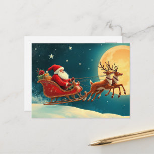 Cartes Pour Fêtes Annuelles Père Noël en traîneau