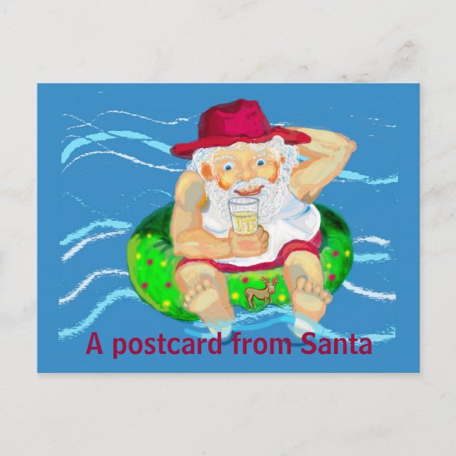 Cartes Pour Fêtes Annuelles Père Noël en vacances (Devant)