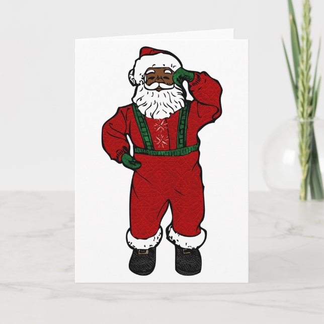 Cartes Pour Fêtes Annuelles père Noël en velours rouge noir (Devant)