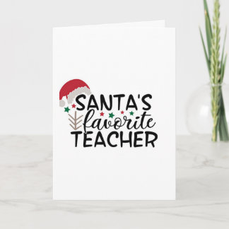 CARTES POUR FÊTES ANNUELLES PÈRE NOËL **ENSEIGNANT PRÉFÉRÉ** À NOËL