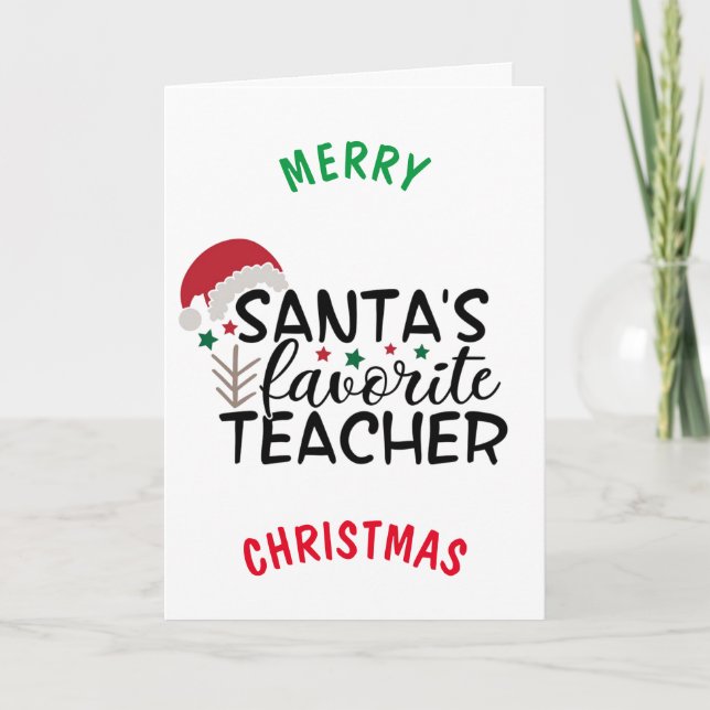 CARTES POUR FÊTES ANNUELLES *PÈRE NOËL ENSEIGNANT PRÉFÉRÉ* À NOËL (Devant)