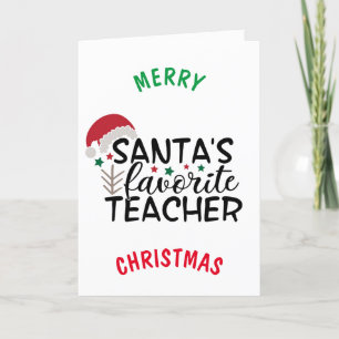 CARTES POUR FÊTES ANNUELLES *PÈRE NOËL ENSEIGNANT PRÉFÉRÉ* À NOËL