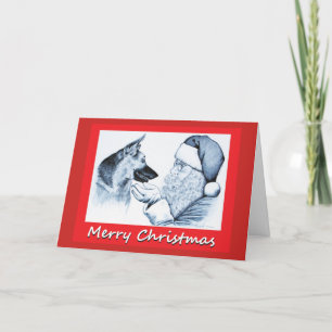 Cartes Pour Fêtes Annuelles Père Noël et berger allemand