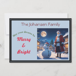 Cartes Pour Fêtes Annuelles Père Noël et bonhomme de neige à la veille de Noël