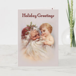 Cartes Pour Fêtes Annuelles Père Noël et Cherub du Vieux Monde