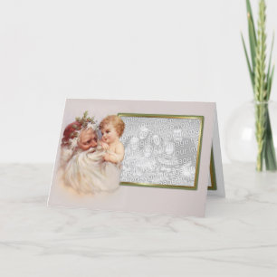 Cartes Pour Fêtes Annuelles Père Noël et Cherub du Vieux Monde