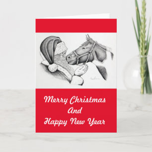 Cartes Pour Fêtes Annuelles Père Noël-et-Horse-1