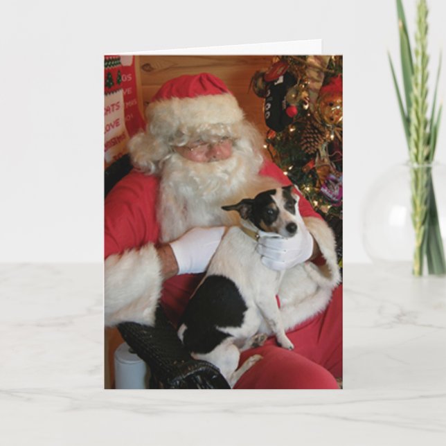 Cartes Pour Fêtes Annuelles Père Noël et Jack Russell (Devant)