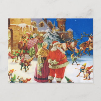 Cartes Pour Fêtes Annuelles Père Noël et Mme Claus au Pôle Nord, réveillon de