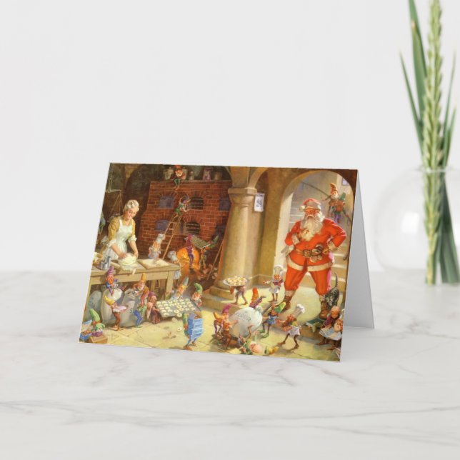 Cartes Pour Fêtes Annuelles Père Noël et Mme Claus Bake Christmas Cookies (Devant)