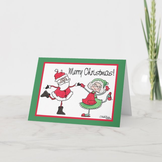 Cartes Pour Fêtes Annuelles Père Noël et Mme Claus Dance (Devant)