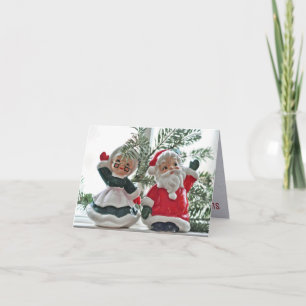 Cartes Pour Fêtes Annuelles Père Noël et Mme Claus, figurines, pinèdes,