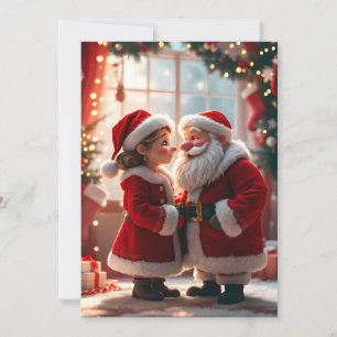 Cartes Pour Fêtes Annuelles Père Noël et Mme Noël célèbrent Noël, amusant 