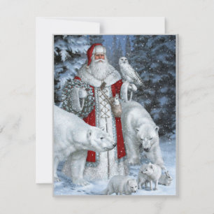 Cartes Pour Fêtes Annuelles Père Noël et ours polaires Noël
