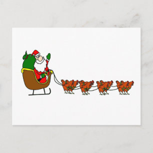 Cartes Pour Fêtes Annuelles Père Noël et poulet Reindeer