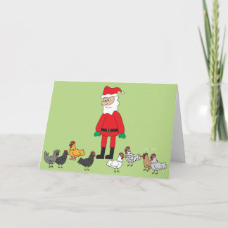 Cartes Pour Fêtes Annuelles Père Noël et poulets