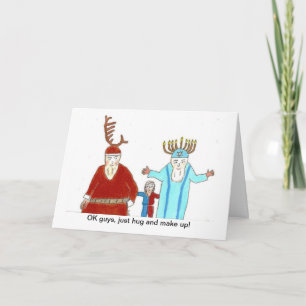 Cartes Pour Fêtes Annuelles Père Noël et Rabbin font la paix