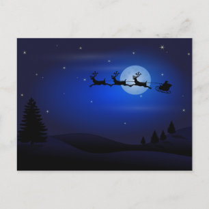 Cartes Pour Fêtes Annuelles père Noël et Reindeer Silhouette contre la Pleine 
