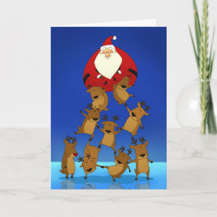 Cartes Pour Fêtes Annuelles Père Noël et renne (carte vierge)
